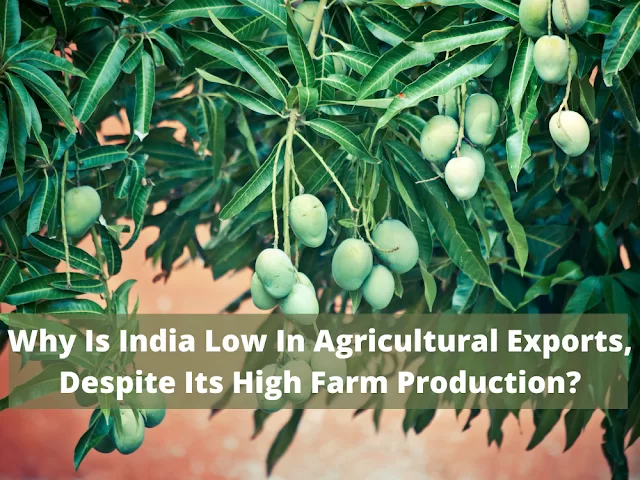 The percentage of farm products exported from India from the total production of farm products is low when compared to many other farm product exporting countries because